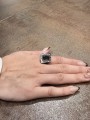 Bague argent Diamants noirs 52p QuaM fumé LESLIE B V ST DIA BLK SP SQTZ Rosa Maria Jewellery boutique Strasbourg bijoux