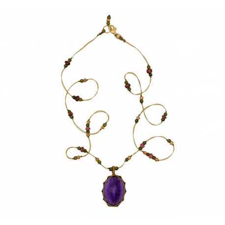 Collier Tibétain Stib Amethyste Dark Purple Sharing Bijoux Accessoires Fashion Mode Strasbourg