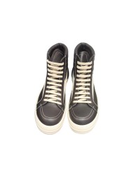 Baskets montantes Noir Blanc cuir High Vintage Sneaks Rick Owens Homme RU01E 5896 LCOLVS 911 Boutique Strasbourg shoes