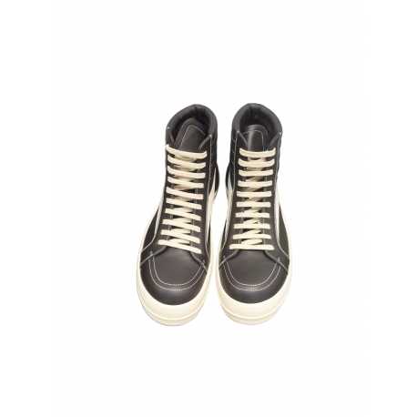 Baskets montantes Noir Blanc cuir High Vintage Sneaks Rick Owens Homme RU01E 5896 LCOLVS 911 Boutique Strasbourg shoes
