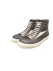Baskets montantes Noir Blanc cuir High Vintage Sneaks Rick Owens Homme RU01E 5896 LCOLVS 911 Boutique Strasbourg shoes