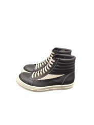 Baskets montantes Noir Blanc cuir High Vintage Sneaks Rick Owens Homme RU01E 5896 LCOLVS 911 Boutique Strasbourg shoes