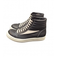 Baskets montantes Noir Blanc cuir High Vintage Sneaks Rick Owens Homme RU01E 5896 LCOLVS 911 Boutique Strasbourg shoes