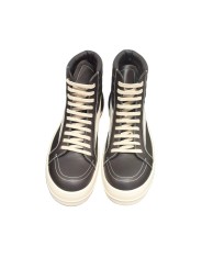 Baskets montantes Noir Blanc cuir High Vintage Sneaks Rick Owens Homme RU01E 5896 LCOLVS 911 Boutique Strasbourg shoes