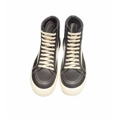 Baskets montantes Noir Blanc cuir High Vintage Sneaks Rick Owens Homme RU01E 5896 LCOLVS 911 Boutique Strasbourg shoes