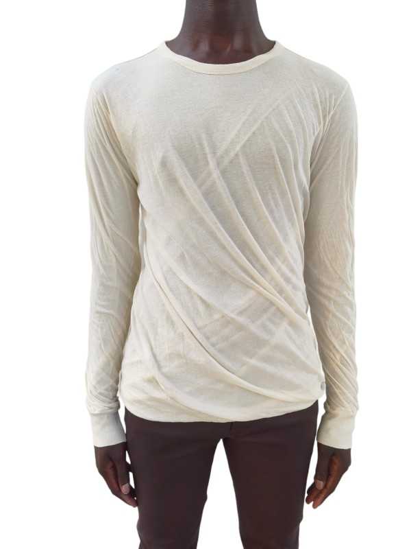  T-shirt double manches longues Naturel Ecru Rick Owens Homme RUO1E 5257 UC 21 Strasbourg Boutique Online Créateur Mode