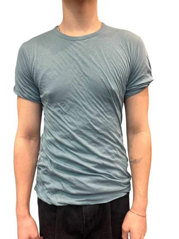 T-shirt double manches courtes Bleu Mouthwash Rick Owens Homme RU01E 5256 UC 66 Strasbourg Boutique Online Créateur Mode