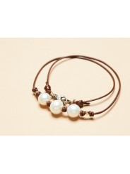 Collier 3 perles d’Eau blanches Perles or 14kt Claps Diamants TFW24-49 Catherine Michiels Bijoux Boutique Strasbourg