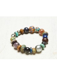 Bracelet Miguel perles Tahiti Turquoise ébène Chaman Saphir TFW24-13 Catherine Michiels Bijoux Jewelery Boutique Strasbourg