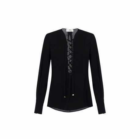 Tunique Noire decoleté lacets CA003 5469 110 Elisabetta Franchi