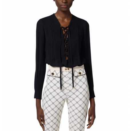 Tunique Noire decoleté lacets CA003 5469 110 Elisabetta Franchi
