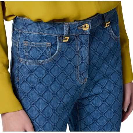 Jeans brut logo slim Blue Vintage Coton stretch PJ95N 139 Elisabetta Franchi Femme boutique Strasbourg vêtement mode