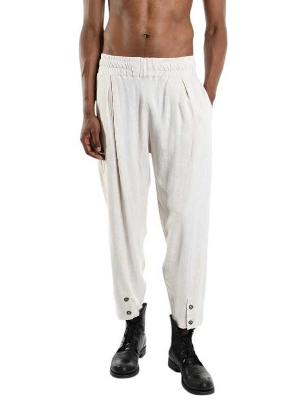 Pantalon lin viscose lèger Ecru boutons avant bas M1012 La Haine Inside Us Homme Boutique Strasbourg avant garde mode