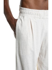 Pantalon lin viscose lèger Ecru boutons avant bas M1012 La Haine Inside Us Homme Boutique Strasbourg avant garde mode