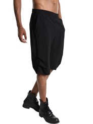 Bermuda noir rayé blanc plissé côté viscose M1068 La Haine Inside Us Homme Boutique Strasbourg Online Mode Créateur