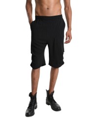 Bermuda noir rayé blanc plissé côté viscose M1068 La Haine Inside Us Homme Boutique Strasbourg Online Mode Créateur