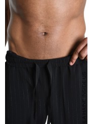 Bermuda noir rayé blanc plissé côté viscose M1068 La Haine Inside Us Homme Boutique Strasbourg Online Mode Créateur
