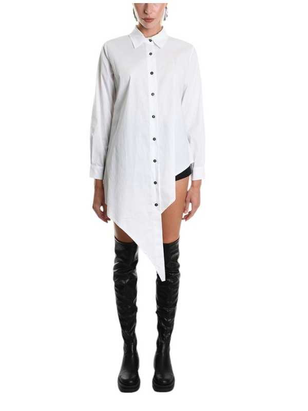 Chemise Popeline de coton asymétrique Blanc LW913 La Haine Inside Us Femme Boutique Online Strasbourg fashion avantgarde 