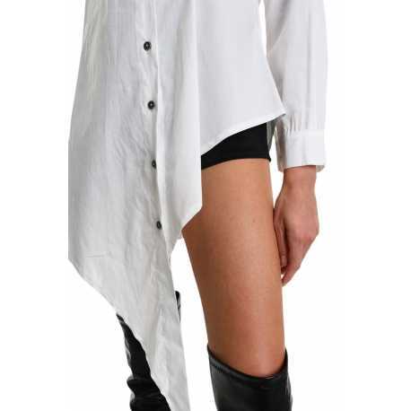 Chemise Popeline de coton asymétrique Blanc LW913 La Haine Inside Us Femme Boutique Online Strasbourg fashion avantgarde 