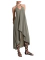 Robe longue verte Asymétrique Georgette Doublée 4B W5055 La Haine Inside Us Femme Boutique Strasbourg fashion avant garde