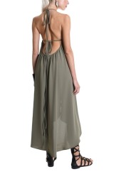 Robe longue verte Asymétrique Georgette Doublée 4B W5055 La Haine Inside Us Femme Boutique Strasbourg fashion avant garde