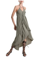Robe longue verte Asymétrique Georgette Doublée 4B W5055 La Haine Inside Us Femme Boutique Strasbourg fashion avant garde