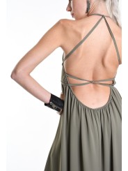 Robe longue verte Asymétrique Georgette Doublée 4B W5055 La Haine Inside Us Femme Boutique Strasbourg fashion avant garde