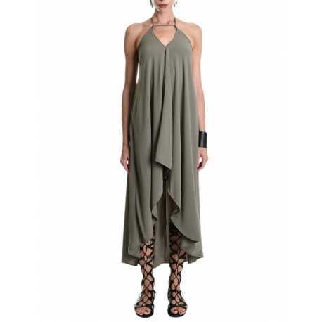 Robe longue verte Asymétrique Georgette Doublée 4B W5055 La Haine Inside Us Femme Boutique Strasbourg fashion avant garde