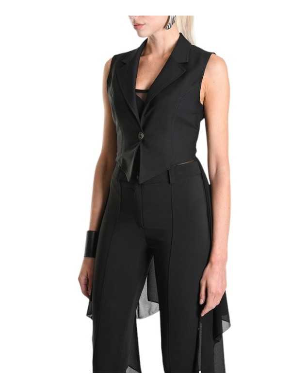  Gilet tailleur noir georgette stretch GILET Skinny La Haine Inside Us Femme W5114 Boutique Strasbourg fashion avant garde
