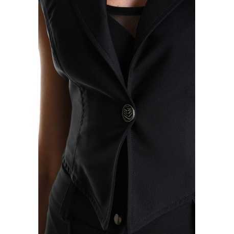  Gilet tailleur noir georgette stretch GILET Skinny La Haine Inside Us Femme W5114 Boutique Strasbourg fashion avant garde