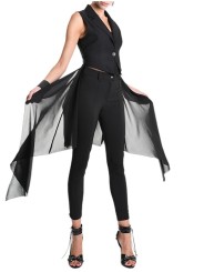  Gilet tailleur noir georgette stretch GILET Skinny La Haine Inside Us Femme W5114 Boutique Strasbourg fashion avant garde