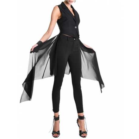  Gilet tailleur noir georgette stretch GILET Skinny La Haine Inside Us Femme W5114 Boutique Strasbourg fashion avant garde
