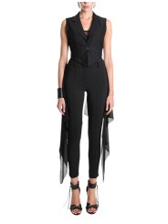 Gilet tailleur noir georgette stretch GILET Skinny La Haine Inside Us Femme W5114 Boutique Strasbourg fashion avant garde