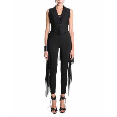  Gilet tailleur noir georgette stretch GILET Skinny La Haine Inside Us Femme W5114 Boutique Strasbourg fashion avant garde
