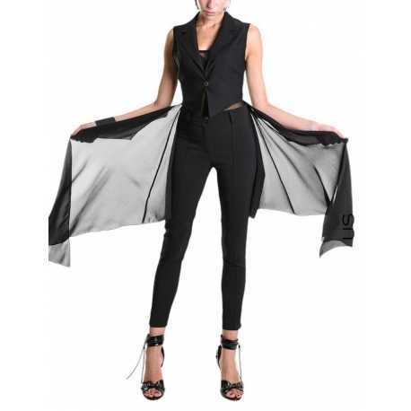  Gilet tailleur noir georgette stretch GILET Skinny La Haine Inside Us Femme W5114 Boutique Strasbourg fashion avant garde