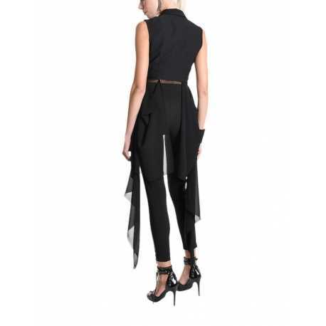  Gilet tailleur noir georgette stretch GILET Skinny La Haine Inside Us Femme W5114 Boutique Strasbourg fashion avant garde
