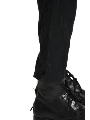 Pantalon noir rayé blanc lin coton plis genou M1075 La Haine Inside Us Homme Strasbourg Boutique Online Mode Créateur 