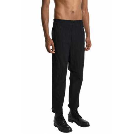 Pantalon noir rayé blanc lin coton plis genou M1075 La Haine Inside Us Homme Strasbourg Boutique Online Mode Créateur 