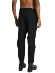 Pantalon noir rayé blanc lin coton plis genou M1075 La Haine Inside Us Homme Strasbourg Boutique Online Mode Créateur 