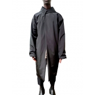 Trench technique pressions col Noir capuche Hooded Robe Rick Owens Homme RU01E 5970 MB 09 Strasbourg Boutique Online