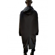 Trench technique pressions col Noir capuche Hooded Robe Rick Owens Homme RU01E 5970 MB 09 Strasbourg Boutique Online