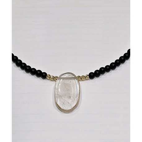 Collier Reverie Noire Agates perles Or 1 Quartz TFW24-44 Catherine Michiels bijoux jewellery
