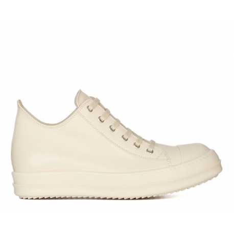 Baskets cuir lave Blanc Milk Low Sneaks RO01E 7891 LCO 1111 Rick Owens femme boutique Strasbourg sneaker avant garde