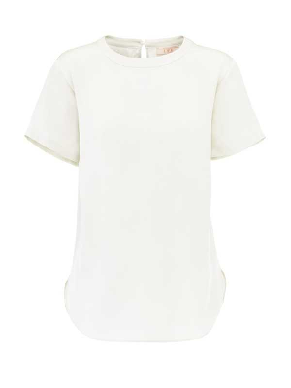 Top soie écru col rond Solid 252 0295 021 Ivi Collection femme boutique Strasbourg vêtement mode basic