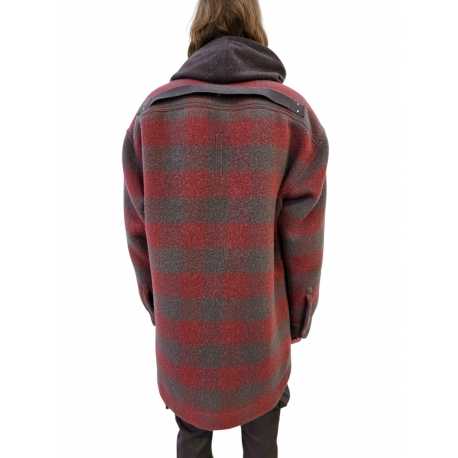 Manteau carreaux bois de rose dust Oversize Outershirt RU02E 1739 WJP 13P Rick Owens homme boutique Strasbourg vêtement