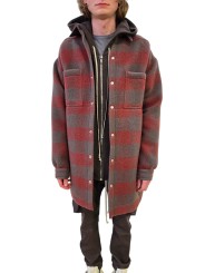 Manteau carreaux bois de rose dust Oversize Outershirt RU02E 1739 WJP 13P Rick Owens homme boutique Strasbourg vêtement