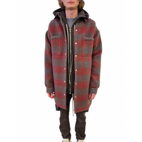 Manteau carreaux bois de rose dust Oversize Outershirt RU02E 1739 WJP 13P Rick Owens homme boutique Strasbourg vêtement