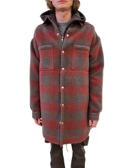 Manteau carreaux bois de rose dust Oversize Outershirt RU02E 1739 WJP 13P Rick Owens homme boutique Strasbourg vêtement