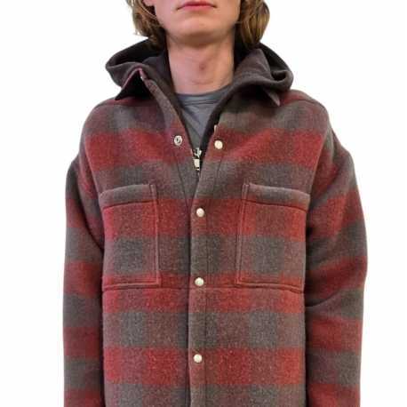 Manteau carreaux bois de rose dust Oversize Outershirt RU02E 1739 WJP 13P Rick Owens homme boutique Strasbourg vêtement