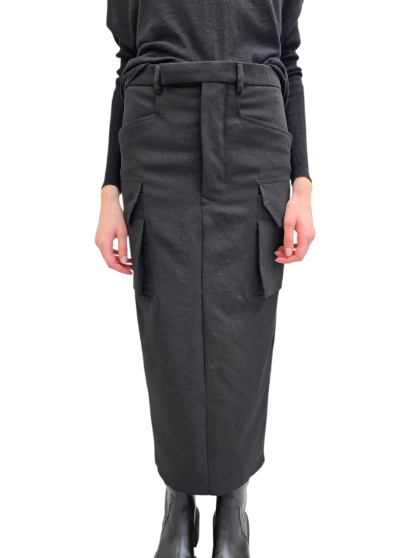Jupe cargo longue noir Firbanks Skirt RP02E 4379 WGP 09 Rick Owens Femme Strasbourg fashion mode créateur boutique